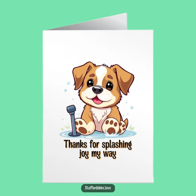 Free Printable Thank You Card: Big Paws Staffy Sprinkler, Refreshing Downloadable Gift