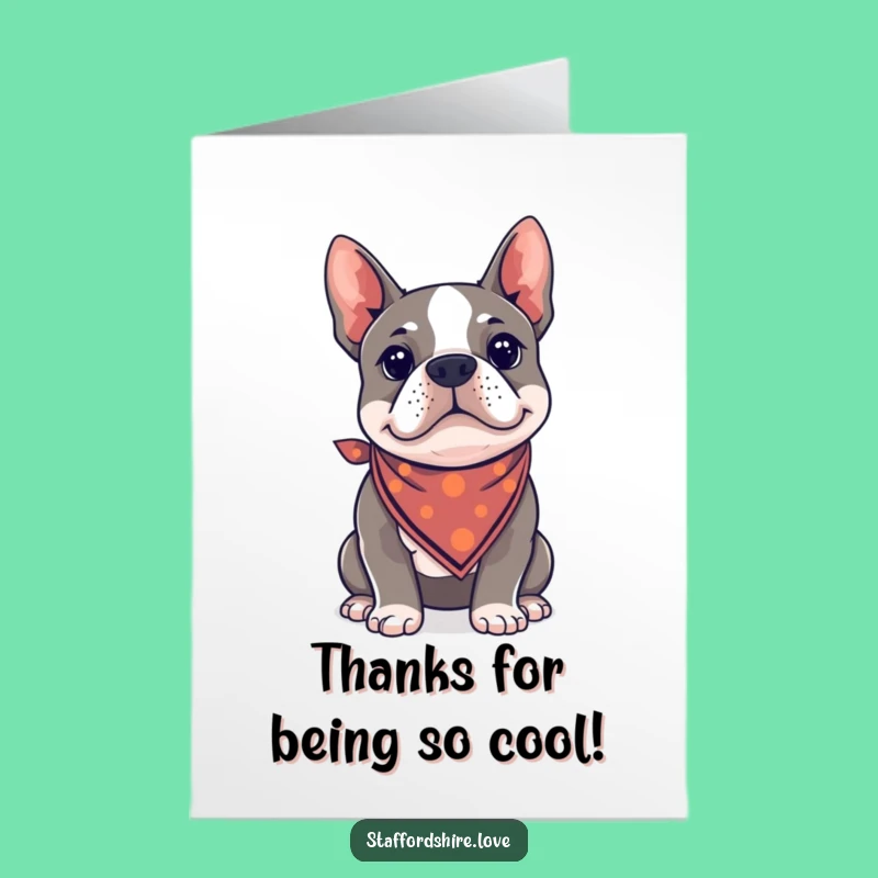 Free Printable Thank You Card: Cool Staffy Bandana Thanks, Fun Downloadable Gift