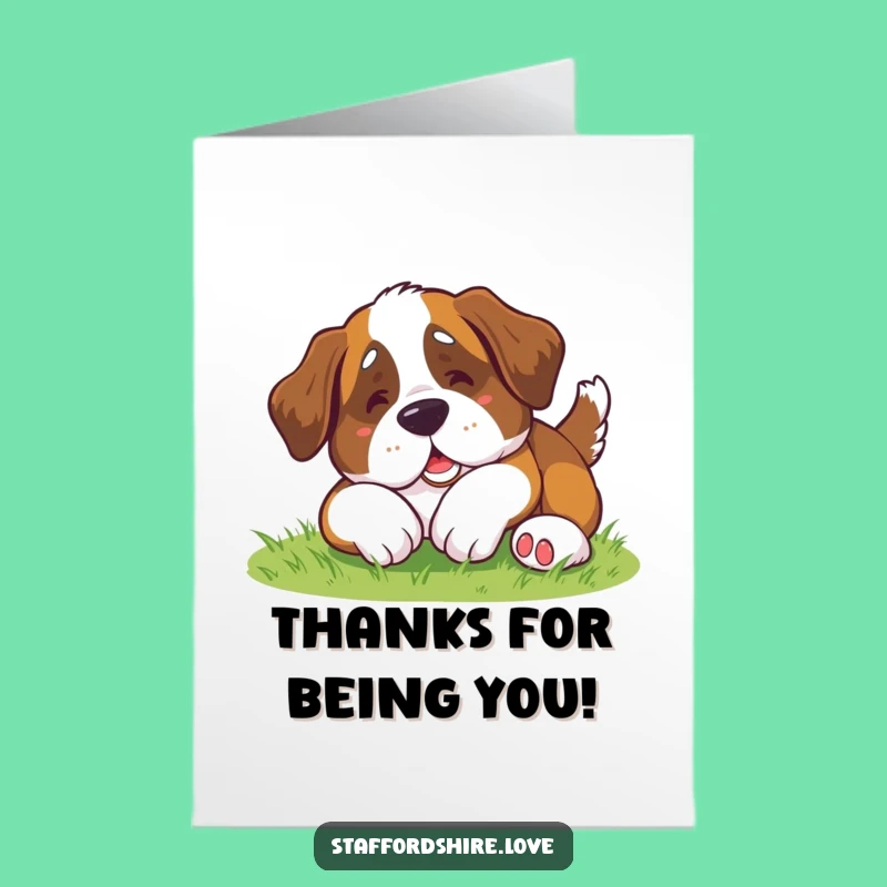Free Printable Thank You Card: Floppy Saint Bernard's Thanks - Downloadable