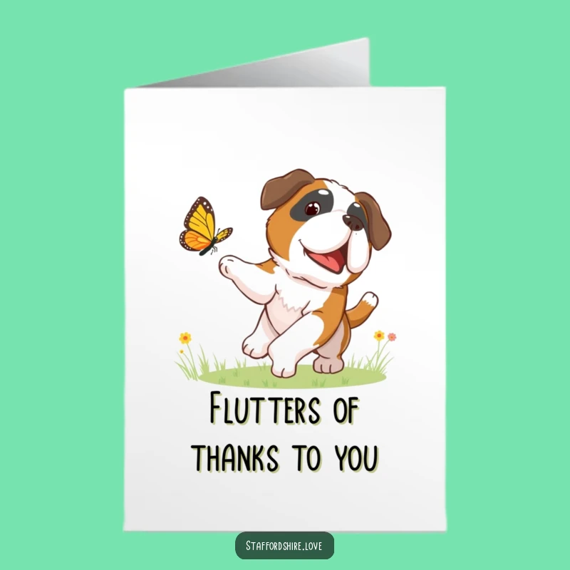 Free Printable Thank You Card: Puppy's Butterfly Thanks - Funny Downloadable Gift