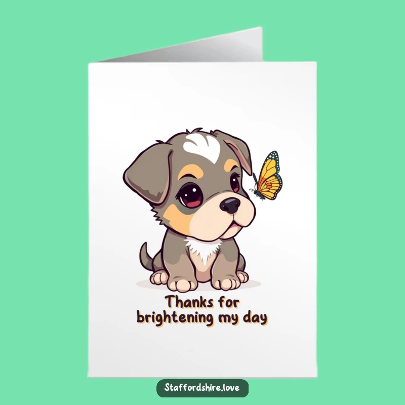 Free Printable Thanks Card: Curious Pup's Gentle Thanks, Cute Downloadable