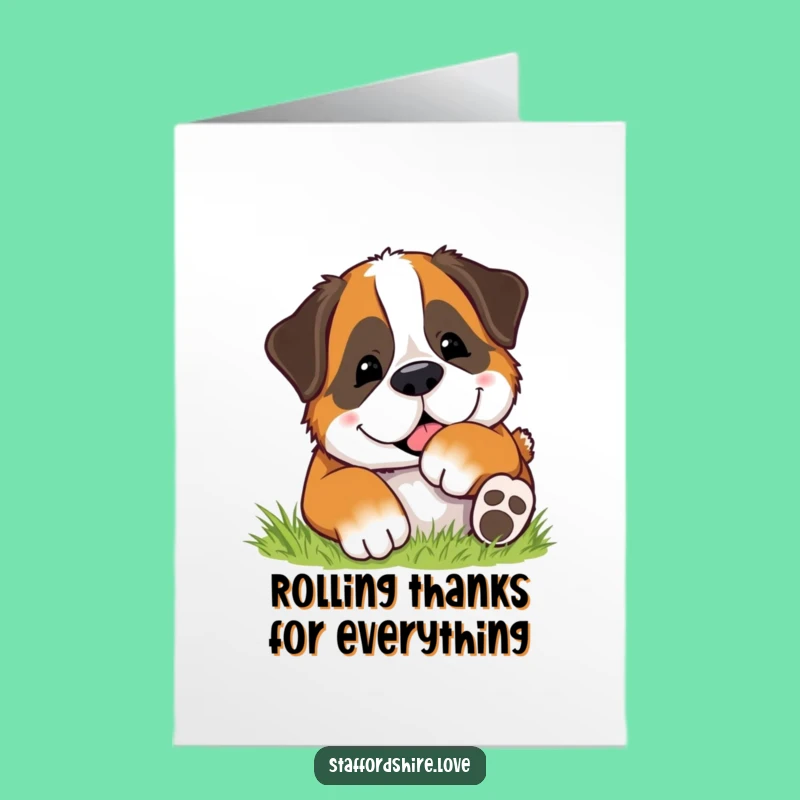Free Printable Thank You Card: Happy Puppy Rolls Thanks - Funny Downloadable Gift
