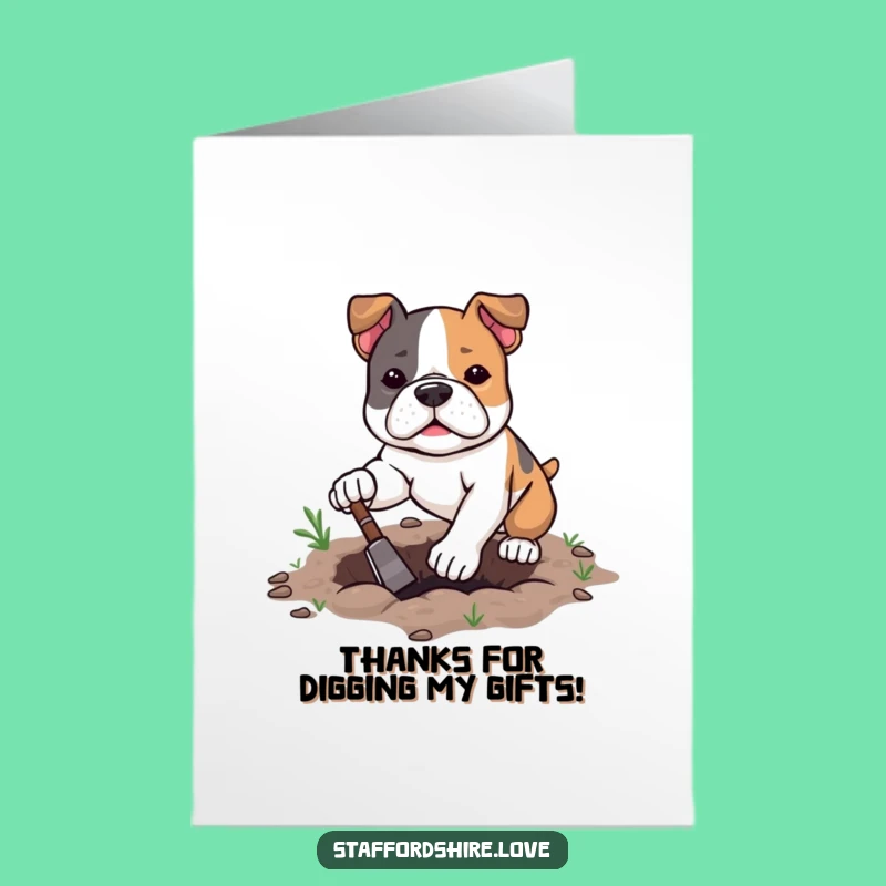 Free Printable Thank You Card: Determined Staffy - Downloadable & Humorous