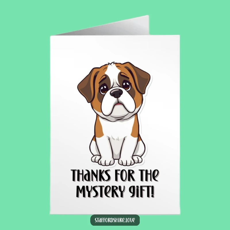 Free Printable Thank You Card: Confused Kawaii Saint Bernard, Funny Dog Downloadable