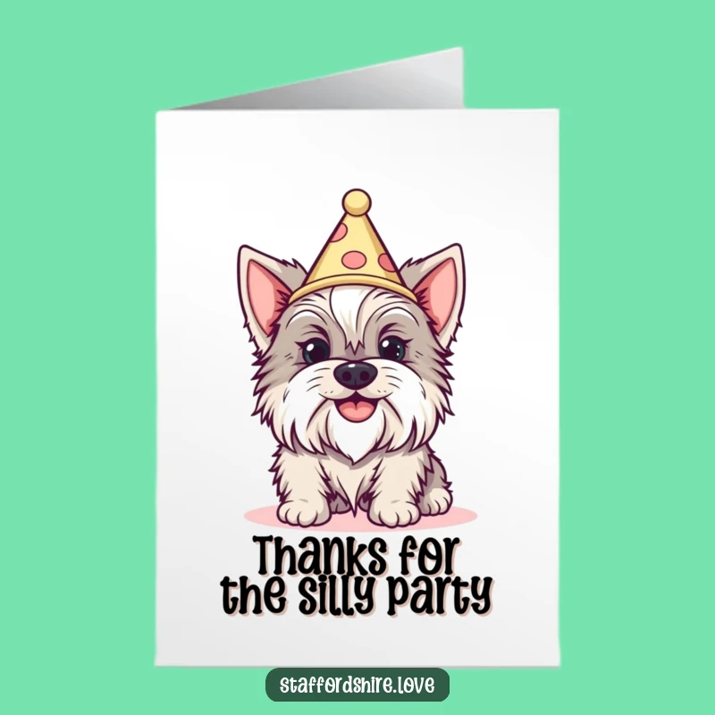 Free Printable Thank You Card: Silly Staffy Cone Hat, Funny Downloadable Gift