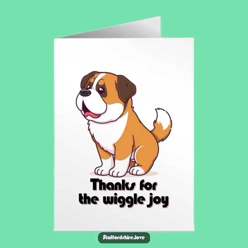 Free Printable Thank You Card: Excited Saint Bernard, Funny Downloadable Gift for Enthusiastic Thanks