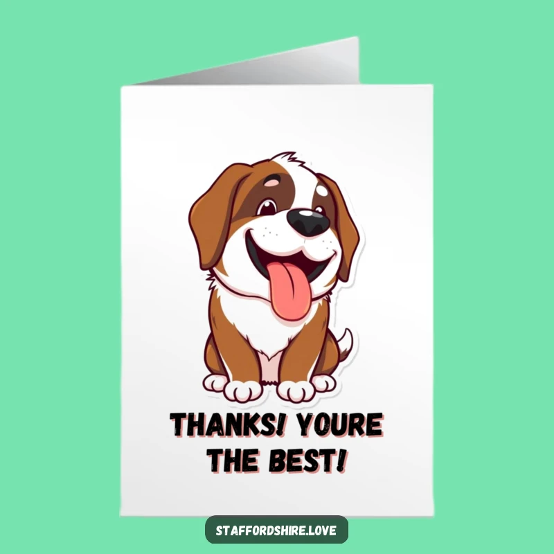 Free Printable Thank You Card: Happy Kawaii Saint Bernard, Funny Dog Downloadable