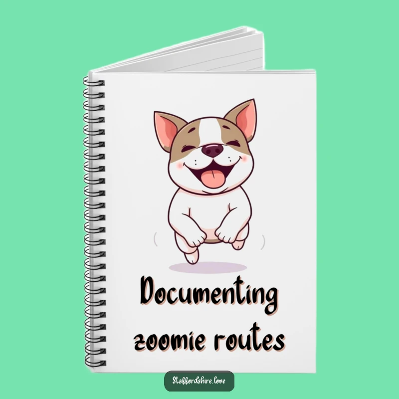 Funny Kawaii Staffie Zoomie Notebook - Energetic Dog Journal, Perfect Funny Gift!