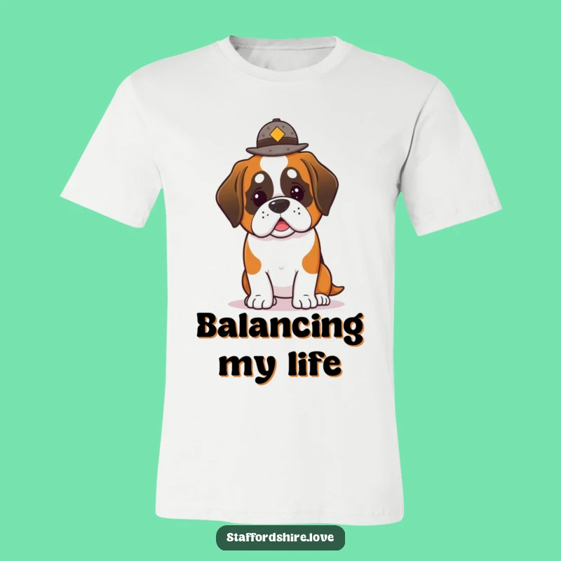Funny Saint Bernard Hat Balance T-Shirt: Wear Some Canine Class!