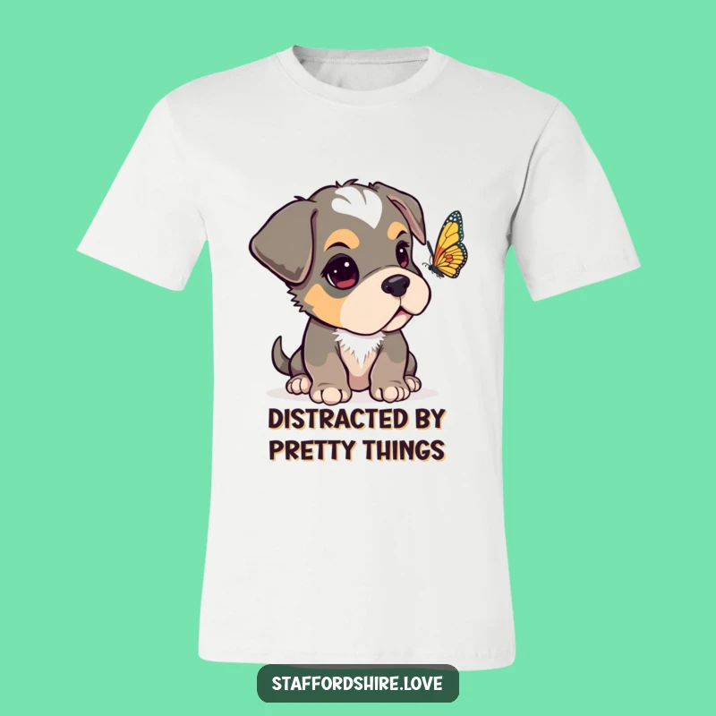 Funny Curious Staffy T-Shirt, Adorable Dog Tee, Whimsical Pup Gift