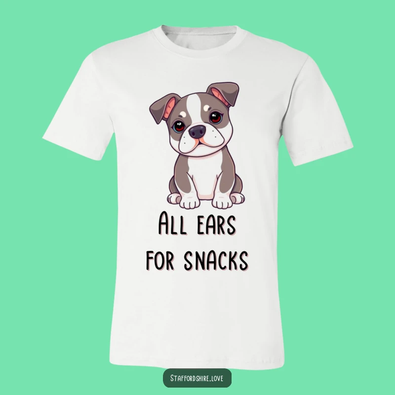 Funny Kawaii Staffy T-Shirt - Alert Ears Tee for Eager Dog Lovers