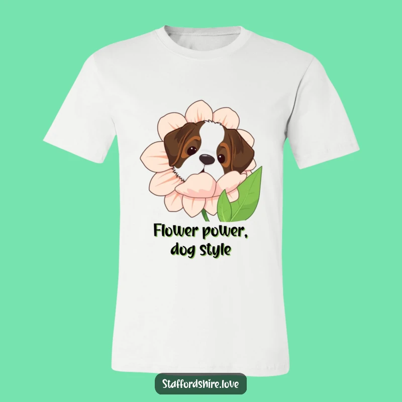 Funny Saint Bernard Flower Tee - Giant Peekaboo Dog T-Shirt