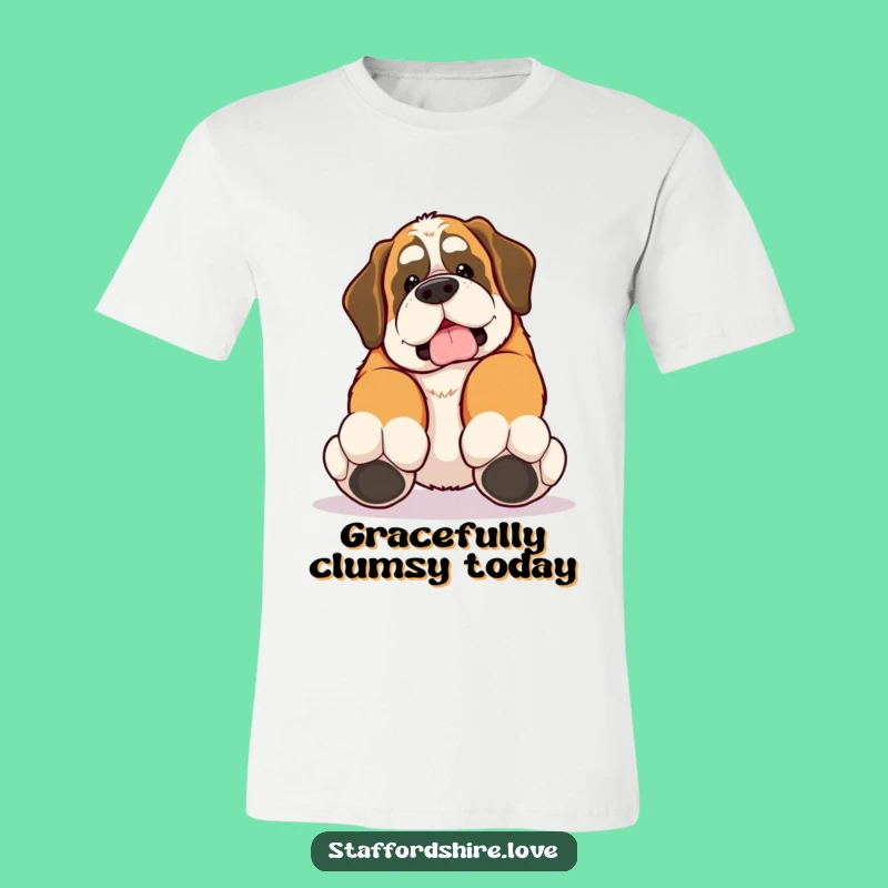 Funny Saint Bernard Trip Tee: Clumsy Kawaii Dog