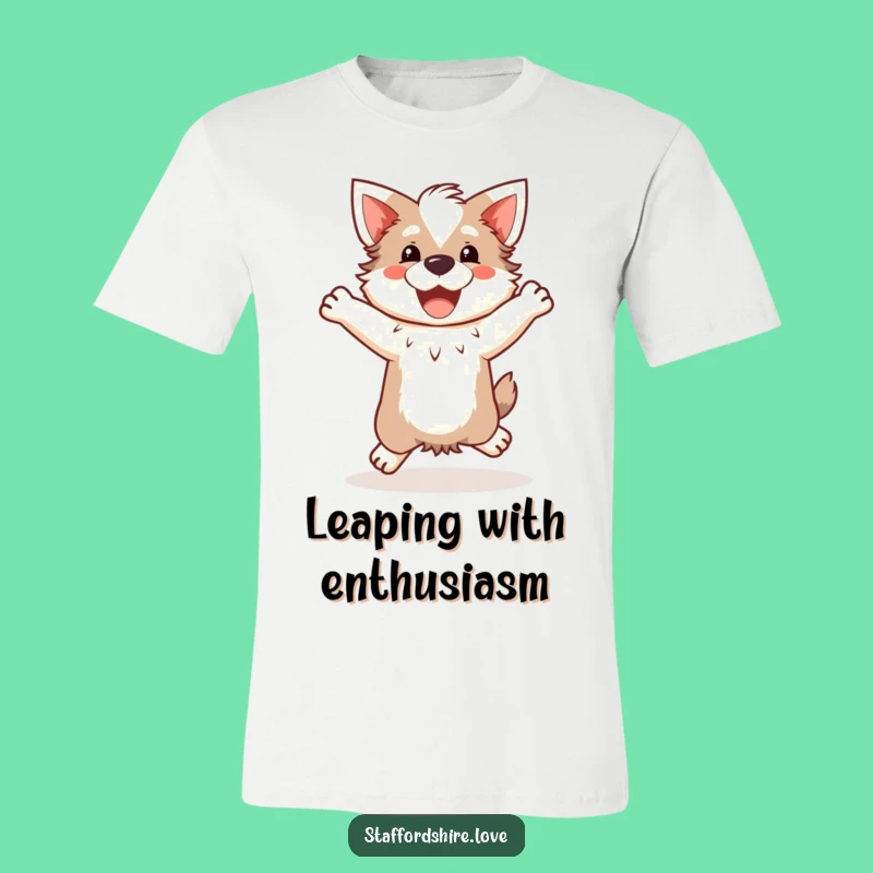 Funny Kawaii Staffordshire T-Shirt: Happy Jump Fun for Dog Lovers