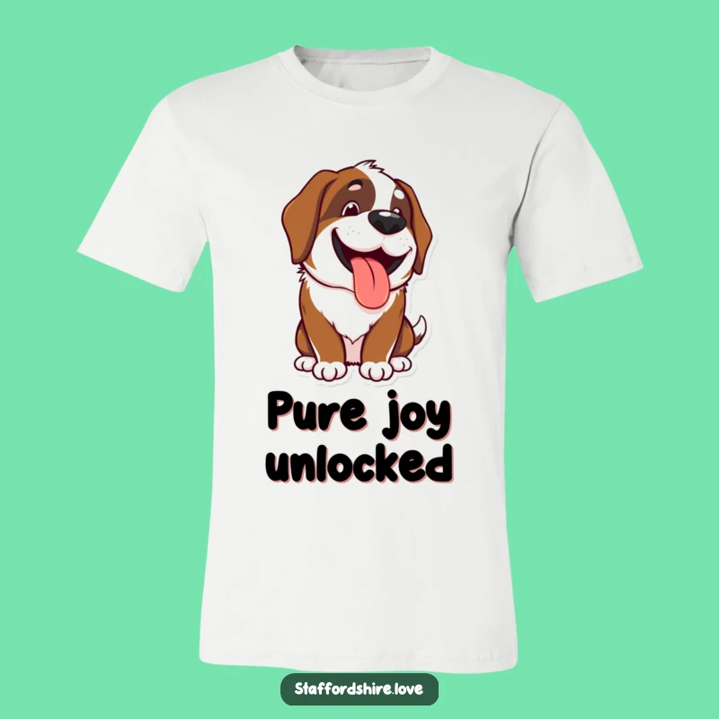 Funny Kawaii Saint Bernard T-Shirt - Happy Panting Grin Tee, Awesome Gift for Pet Owners
