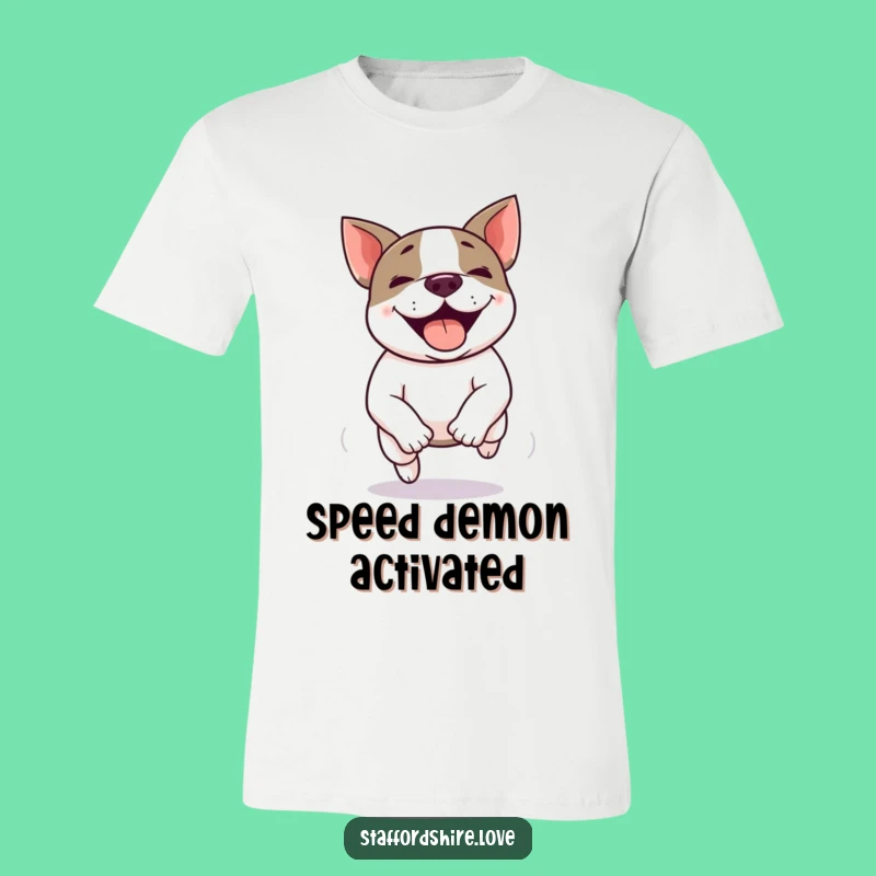Funny Kawaii Staffie Zoomie T-Shirt - Goofy Dog Tee, Ideal Funny Gift!