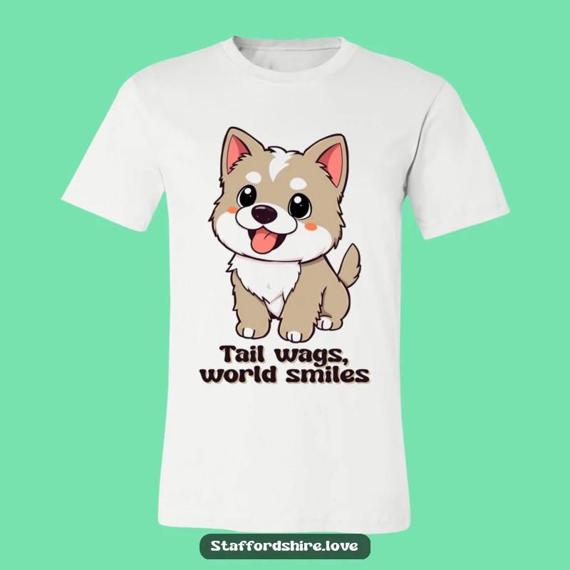 Funny Happy Staffy T-Shirt: Kawaii Wagging Tail Puppy Tee for Joyful Vibes