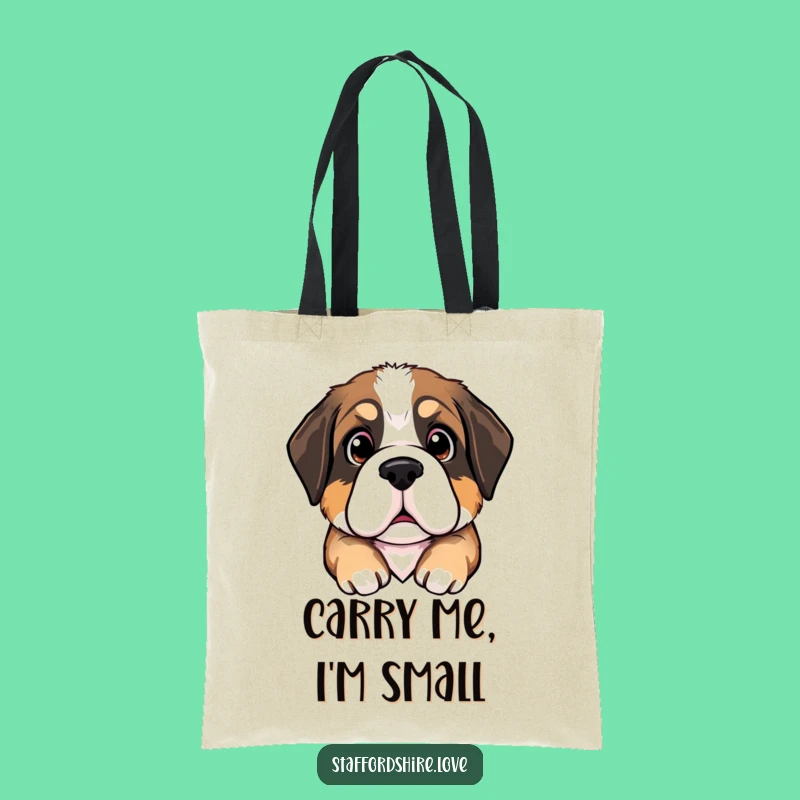 Funny Saint Bernard Puppy Tote Bag: Pleading Eyes Perfect for a Cute & Hilarious Gift