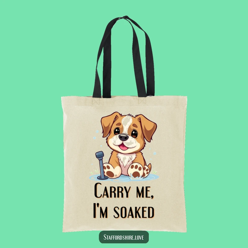 Funny Staffy Paws Sprinkler Tote Bag: Hilarious Dog Accessory Gift