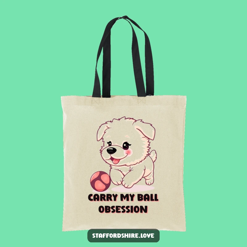 Funny Staffy Puppy Tote Bag, Cute Dog Lover Carryall, Adorable Playful Gift