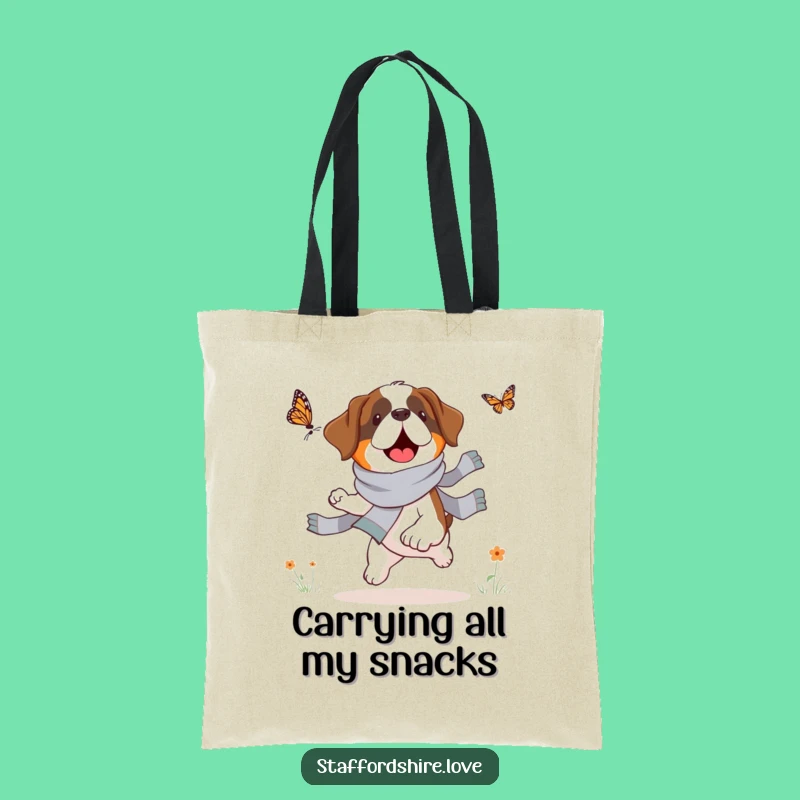 Funny Saint Bernard Butterfly Chase Tote Bag: Stylish & Humorous Dog Lover s Accessory