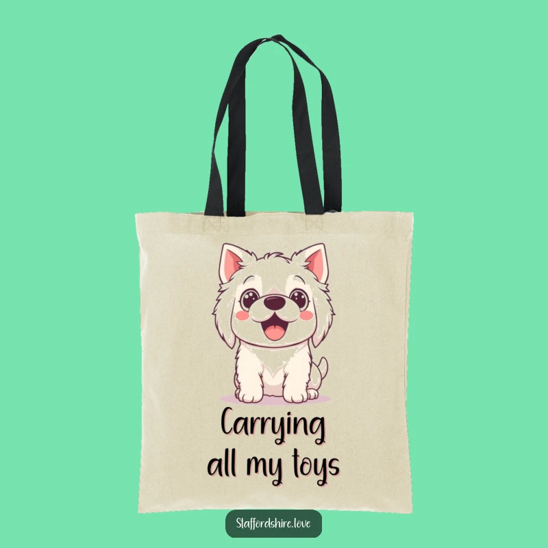 Funny Kawaii Staffordshire Tote Bag - Playful Dog, Chic Funny Gift Accessory