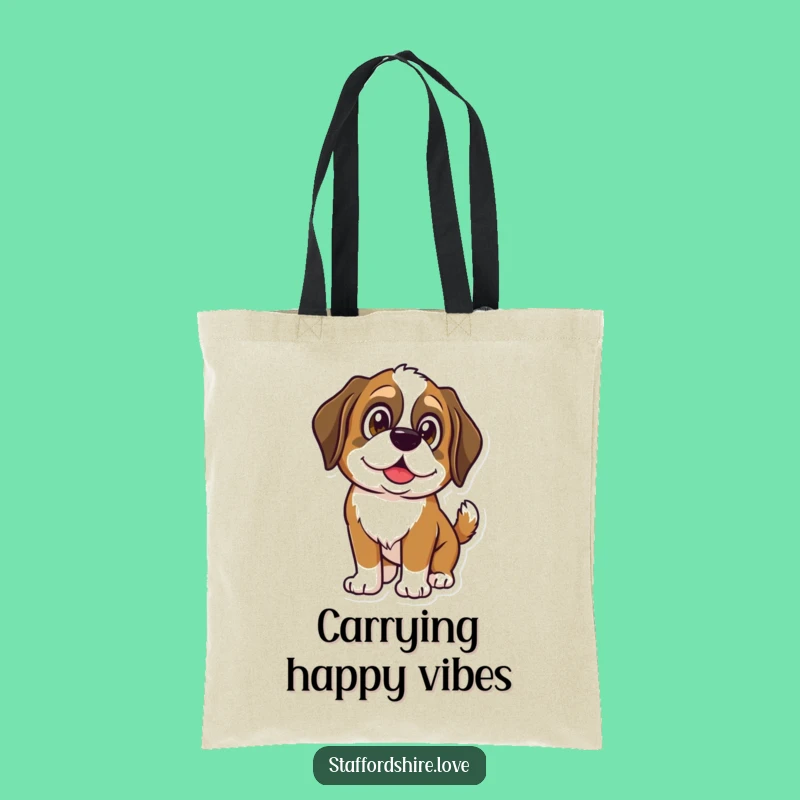 Funny Saint Bernard Tote Bag - Shining Eyes Wagging Accessory