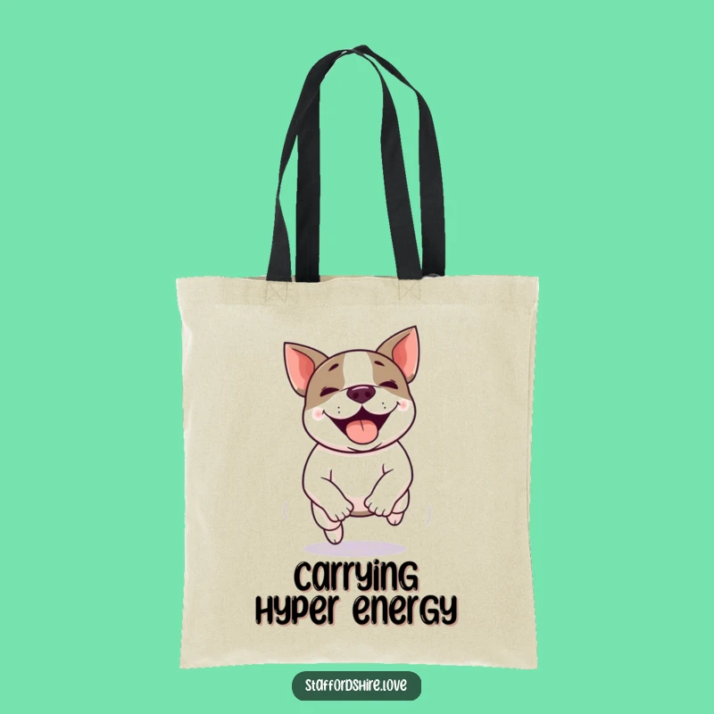Funny Kawaii Staffie Zoomie Tote Bag - Speedy Dog Accessory, Perfect Funny Gift!