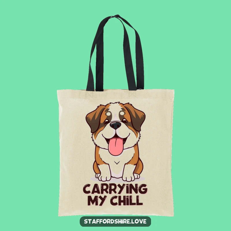 Funny Saint Bernard Relaxed Tote Bag: Happy Sigh Tongue for a Groovy, Hilarious Gift