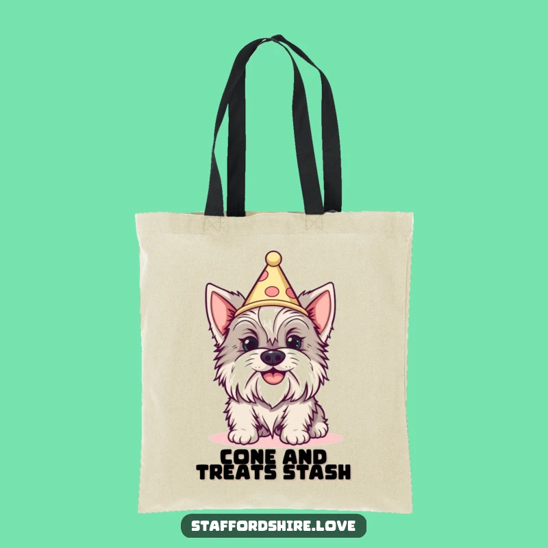 Funny Staffy Silly Grin Cone Hat Tote Bag: Hilarious Dog Accessory Gift