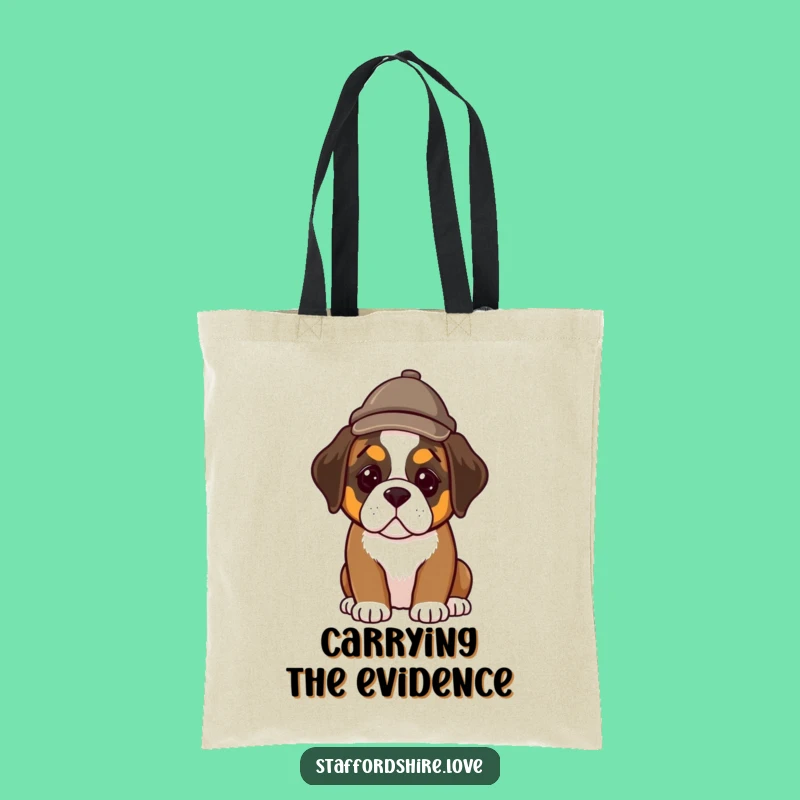 Funny Detective Puppy Tote Bag - Hilarious Saint Bernard Mystery Carryall