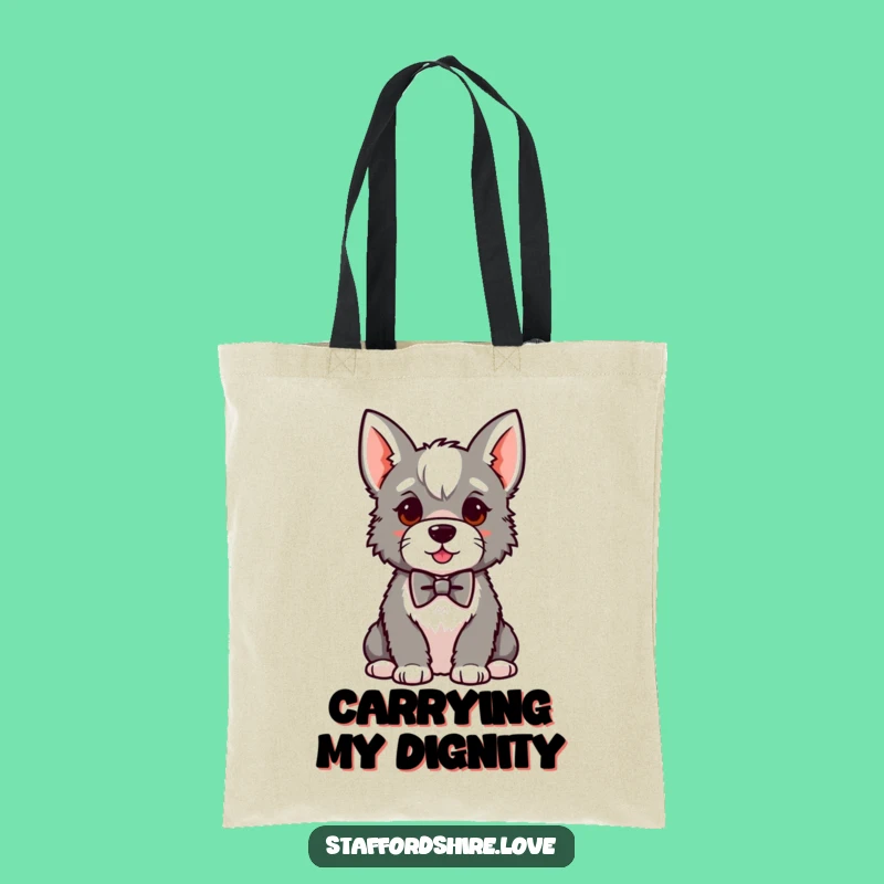 Funny Kawaii Staffy Bowtie Tote Bag: Spacious and Hilarious Chic Pup Tote