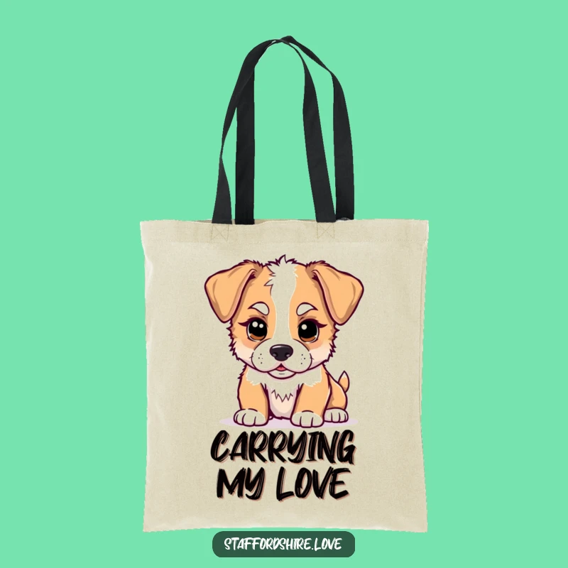 Funny Kawaii Staffy Puppy Nudge Tote Bag: Spacious and Hilarious Pup Tote