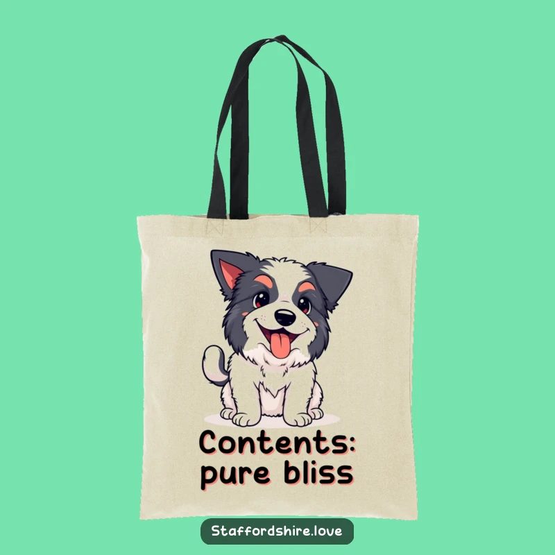 Funny Kawaii Staffy Wagging Tail Tote Bag: Spacious and Hilarious Pup Tote