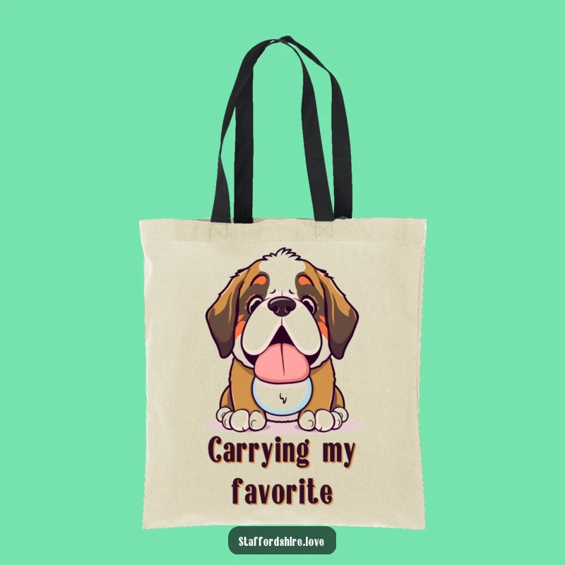 Funny Saint Bernard Slobbery Toy Tote Bag: Carry Your Dog's Love!