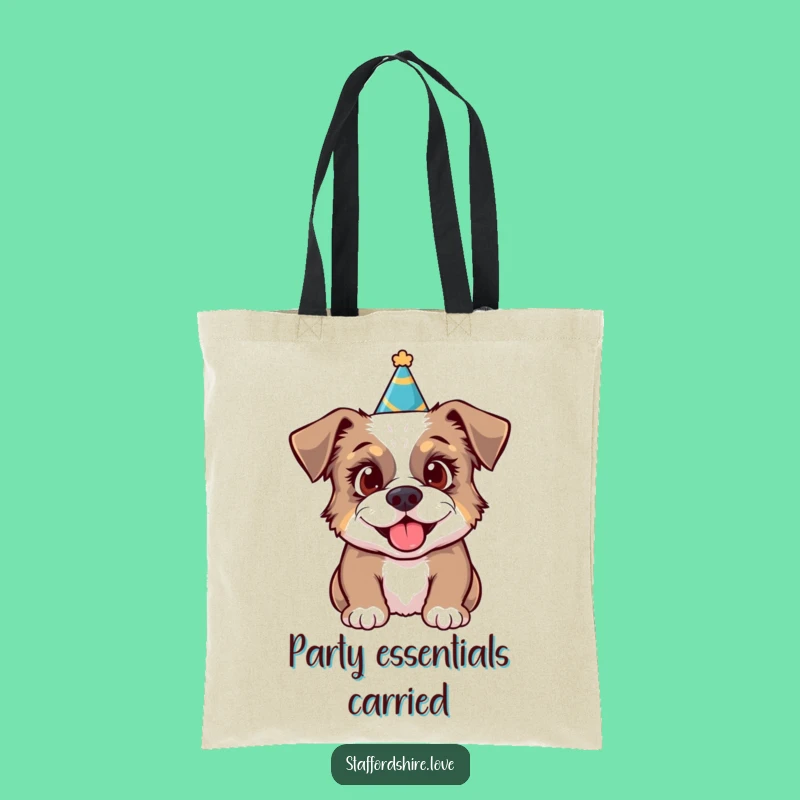 Funny Party Staffy Tote Bag: Festive Fun Carrier, Excited Style, Hilarious!